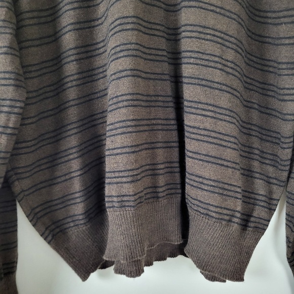 Merino Wool Crew Neck Sweater V-neck stripes stripes soft long sleeve - Picture 4 of 9